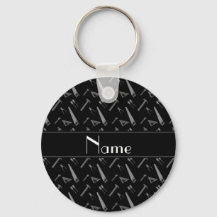 Chaveiro Teste padrão preto conhecido personalizado das