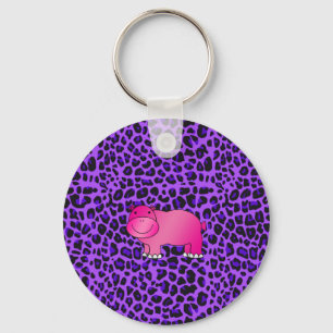 Chaveiro Teste padrão roxo do leopardo do hipopótamo