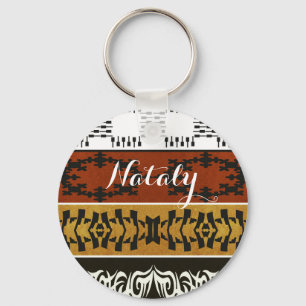 Chaveiro Teste padrão tribal africano étnico. Nome.