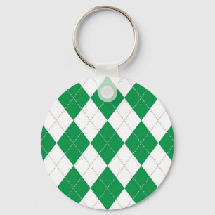 Chaveiro Teste padrão verde e branco de Argyle