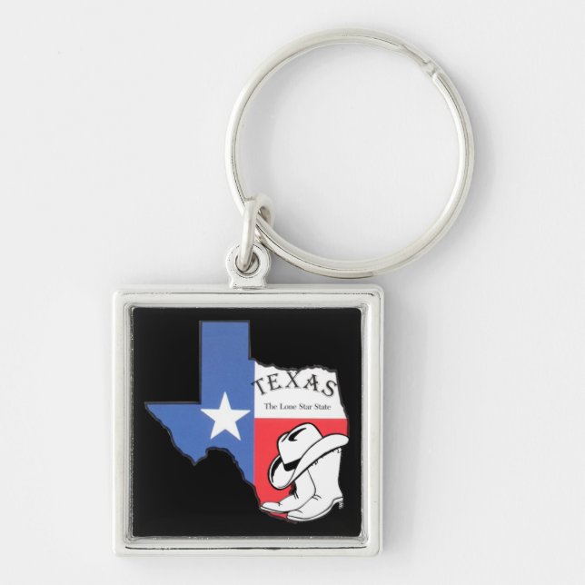 Chaveiro Texas: Flag e Silhouette do Texas (Frente)