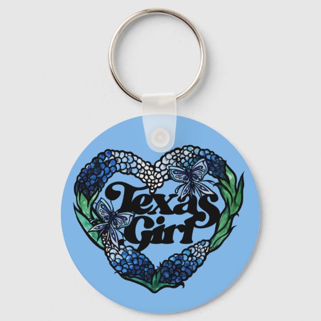 Chaveiro Texas Girl Texas Bluebonnets wildflower texan (Frente)