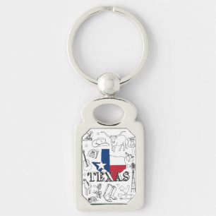 Chaveiro Texas Illustrando Doodles do Texas Pattern