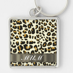 Chaveiro Texto da mãe de impressão leopardo