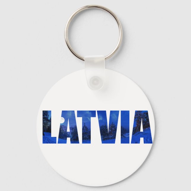 Chaveiro Texto da noite de inverno na Letónia com reflexo (Frente)