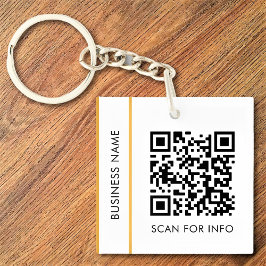 Chaveiro Texto de código QR personalizado Negócios brancos