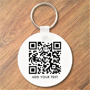 Chaveiro Texto de código QR personalizado Negócios brancos 