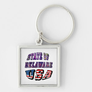 Chaveiro Texto de Foto e Sinalizador do Estado de Delaware