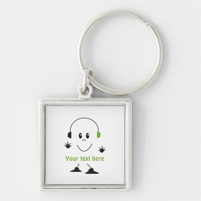 Chaveiro Texto de Música Personalizado Personagem de Fones  (Frente)