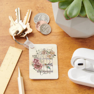 Chaveiro Texto de script personalizado adorável birgage de