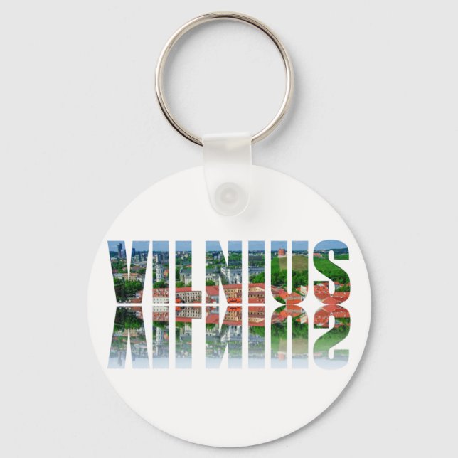 Chaveiro Texto de Vilnius com reflexão (Frente)