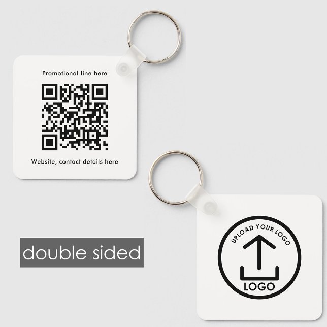 Chaveiro Texto do logotipo comercial frente e verso Código  (Double Sided Business Logo Text Promo QR Code Keychain)