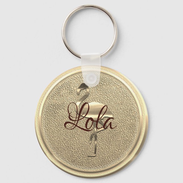 Chaveiro Texto para Adicionar Flamingo Dourado (Frente)