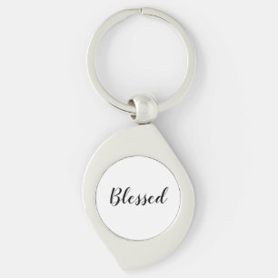 Chaveiro Texto personalizado branco-preto abençoado, bonit
