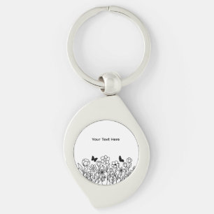 Chaveiro Texto Personalizado com Flores