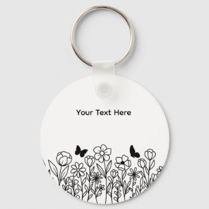 Chaveiro Texto Personalizado com Flores