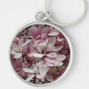 Chaveiro Texto Personalizado Cor-de-Rosa Magnolia Flor Chav