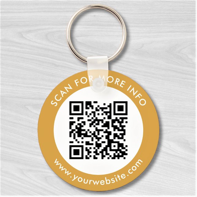 Chaveiro Texto Personalizado de Código QR Moderno Dourado B (Criador carregado)