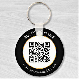 Chaveiro Texto Personalizado de Código QR Moderno Dourado B