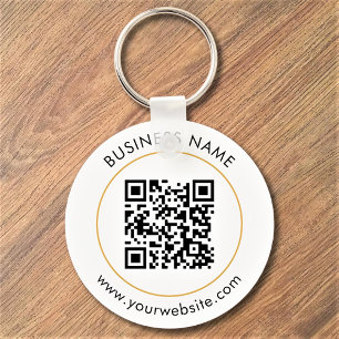 Chaveiro Texto Personalizado de Código QR Moderno Preto Bra