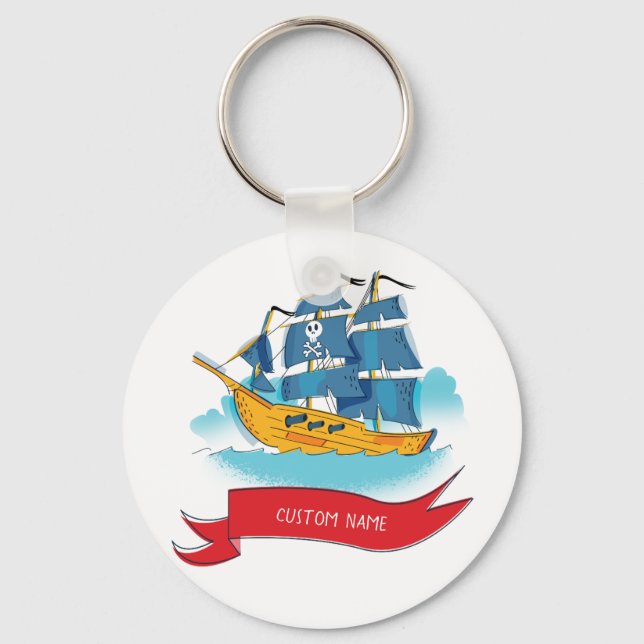 Chaveiro Texto personalizado de Entrega Pirata de Cartoon d (Frente)