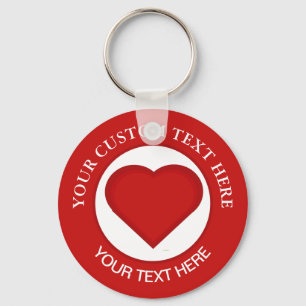 Chaveiro Texto Personalizado do Coração Vermelho