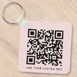 Chaveiro Texto Personalizado Rosa Simples e Simples do Códi<br><div class="desc">Um simples modelo de chaveiro de código QR cor-de-rosa,  cor-de-rosa,  num estilo moderno minimalista,  que pode ser facilmente atualizado com o seu código QR e texto personalizado,  por exemplo. digitalize-me para...  #QRcode #chaveiro #business</div>