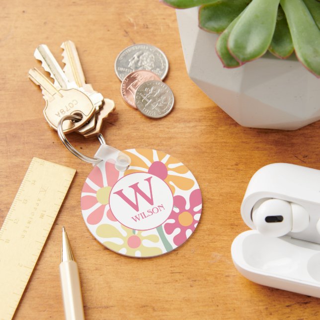 Chaveiro Texto Rosa Cor de Água da Família Personalizada Mo (Mesa)