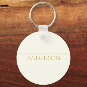 Chaveiro Texto Simples Elegante Personalizável Dourado Br