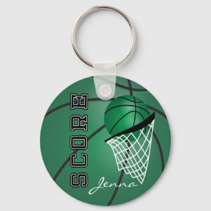 Chaveiro Texto verde escuro do basquetebol   DIY do esporte