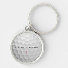 Chaveiro Textura de Bola de Golfe Branca Com Nome e Número