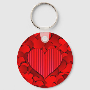Chaveiro Textura de Corações de Amor Padrão Vermelho