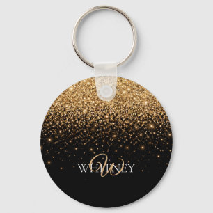 Chaveiro Textura de Luxo Elegante Brilho Dourado