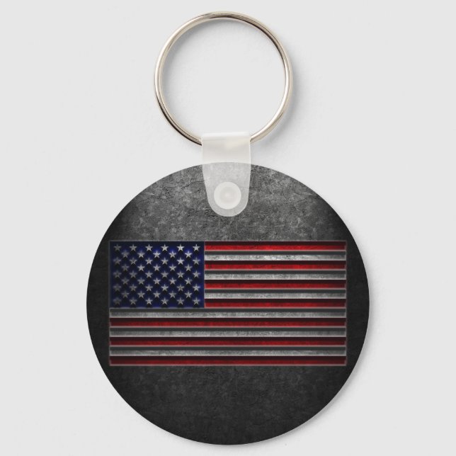 Chaveiro Textura de Pedra de Bandeira Americana (Frente)