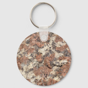Chaveiro Textura de Pedra Granita — Preto-Rosa —