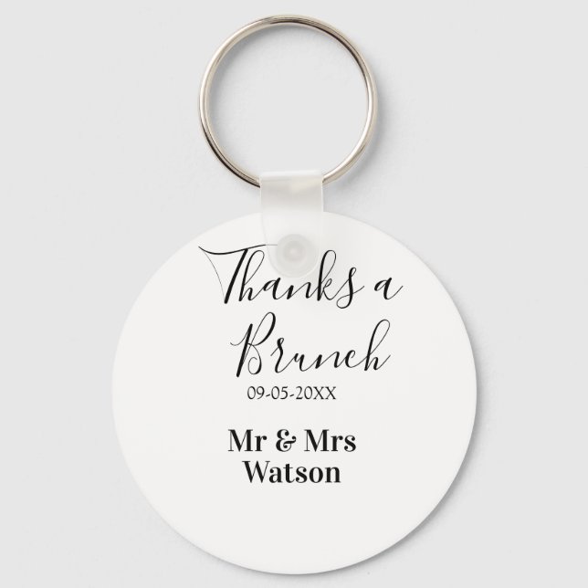 Chaveiro Thanks a brunch post wedding name date simple  (Frente)