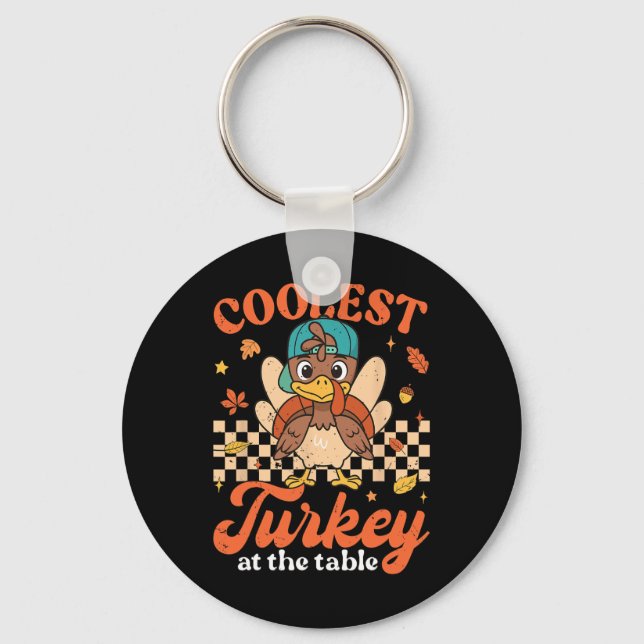 Chaveiro Thanksgiving Coolest Turkey At Table Boys Kids Tod (Frente)