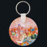 Chaveiro The Afternoon<br><div class="desc">Everything is pink and warm tones from the background to the young lady hair,  pink sky,  pink tulips,  stufftoys and etc 
Art title: The Afternoon
Medium: Mix Media (watercolor,  acrylic,  and colored pencils on watercolor paper camvas)
Size: 12 x 18 inch
Date: January 19,  2022</div>