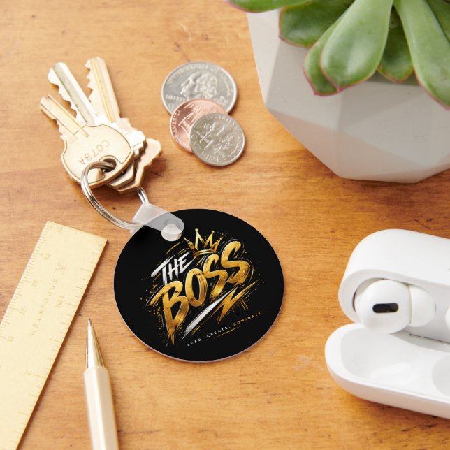Chaveiro The Boss Crown – Gold Motivation Power Keychain 🔥 (Mesa)