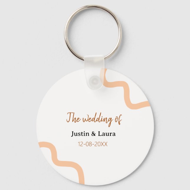 Chaveiro The wedding of add bride groom name date peach (Frente)