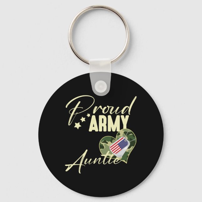 Chaveiro Tia do Exército Orgulhosamente Camuflada Placa de  (Frente)