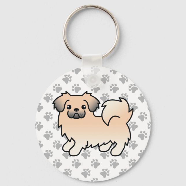 Chaveiro Tibetan Spaniel Sable Creme Cachorro Cartoon Fofo (Frente)