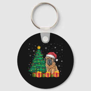 Chaveiro Tibetano - Mastiff Santa Hat Luzes de Natal