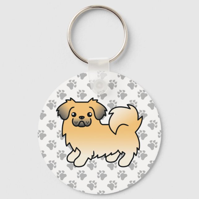 Chaveiro Tibetano Spaniel Sable Corça Cachorro de Desenho A (Frente)