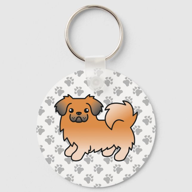 Chaveiro Tibetano Spaniel Sable Vermelho Cachorro de Desenh (Frente)