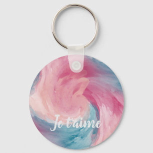 Chaveiro Tie-Dye Pink e Blue Painterly Watercolor no Amor