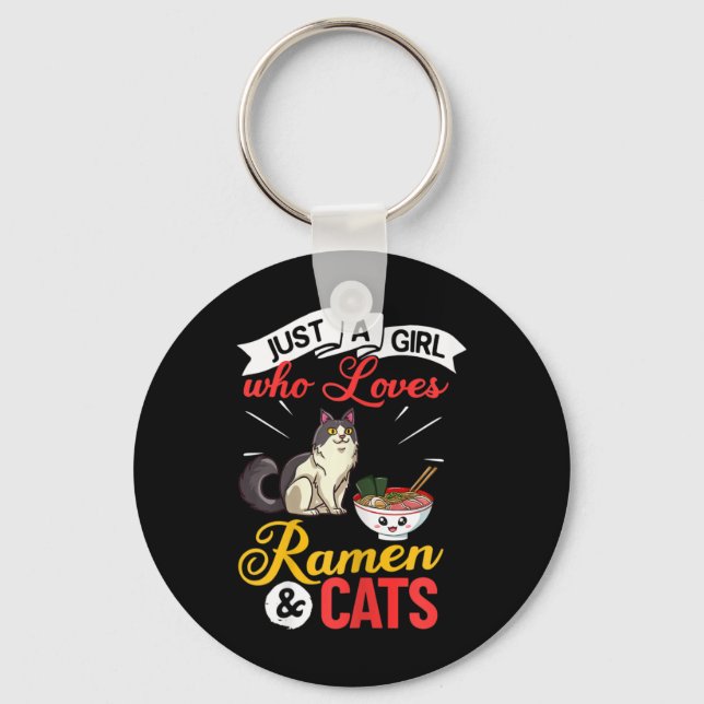Chaveiro Tigela de Ramen de Gato Sopa de Macarrão de Frango (Frente)