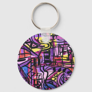Chaveiro Tigela de Soco-Arte abstrata ousada e colorida pin
