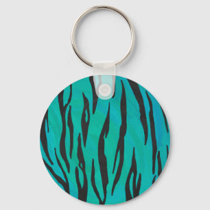 Chaveiro Tiger Black and Teal Impressão