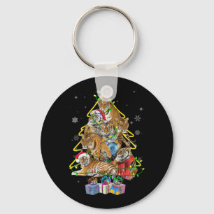 Chaveiro Tigre Árvore de Natal Snow Engraçado Tiger Xmas